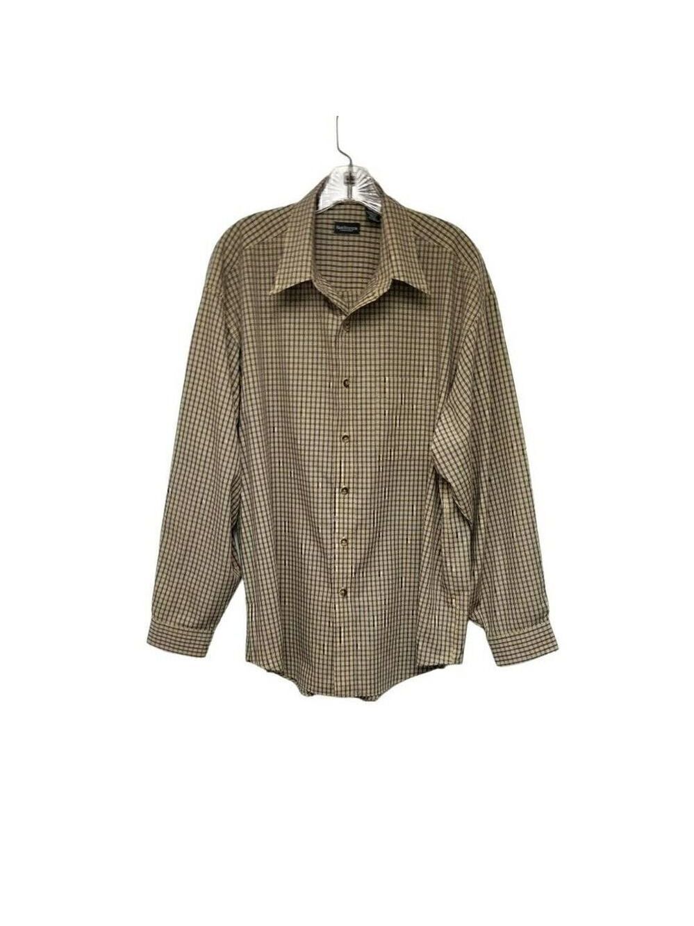 Men's Van Heusen Casual/Business Long SLeeves Plaid Dress Shirt Size 17-…